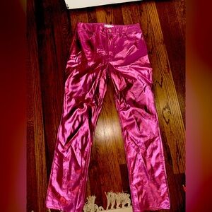Good American Pink Metallic Faux Leather Pants size 31